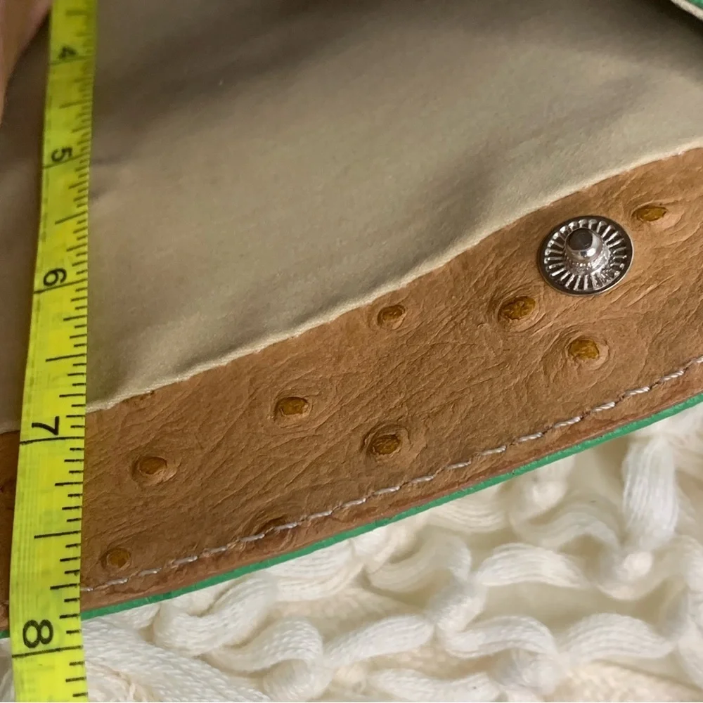 Genuine Italian OSTRITCH Embossed Leather Crossbody Bag Womens Green Purse - Picture 13 of 13